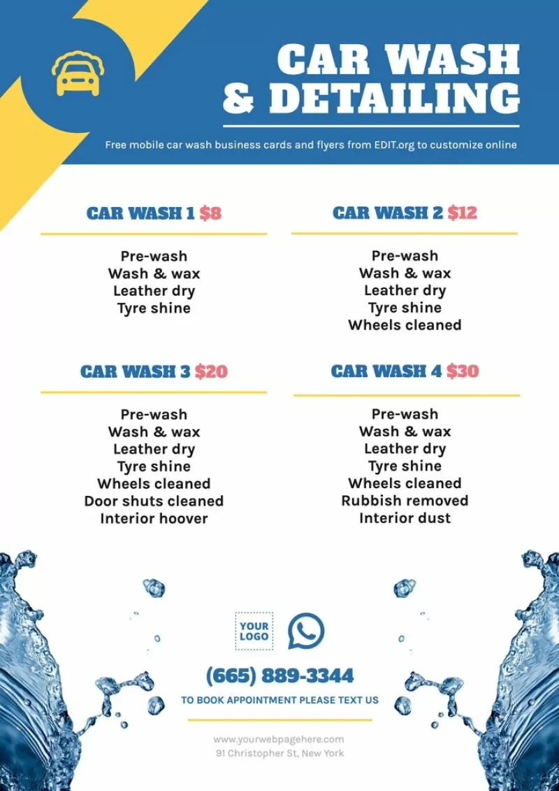 Customizable car wash leaflets