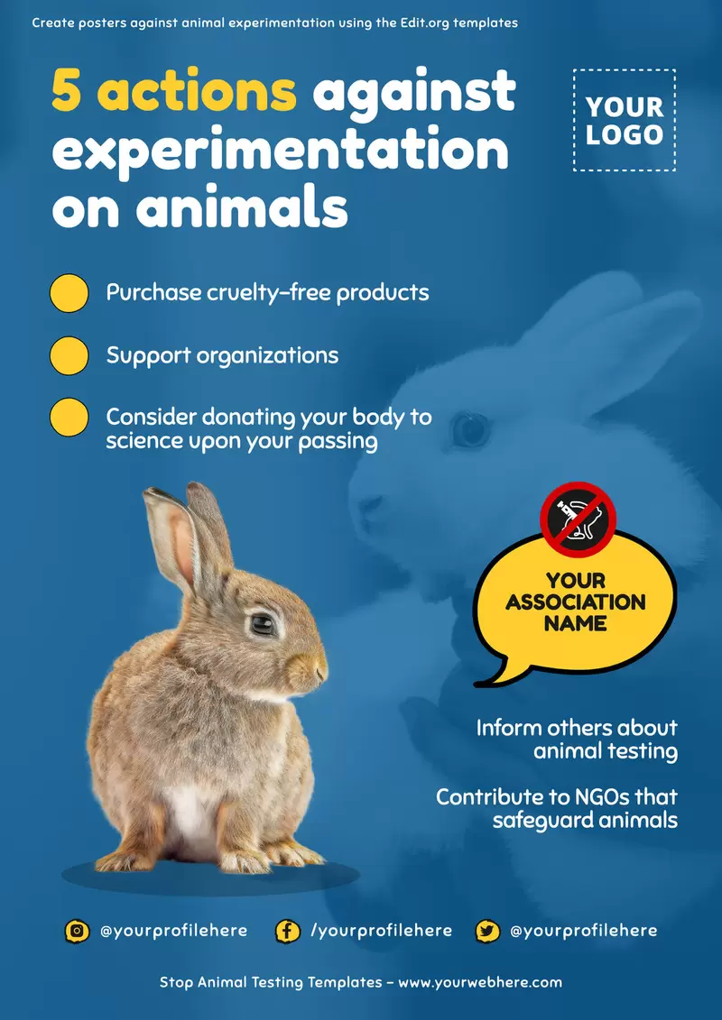 Editable poster against animal testing