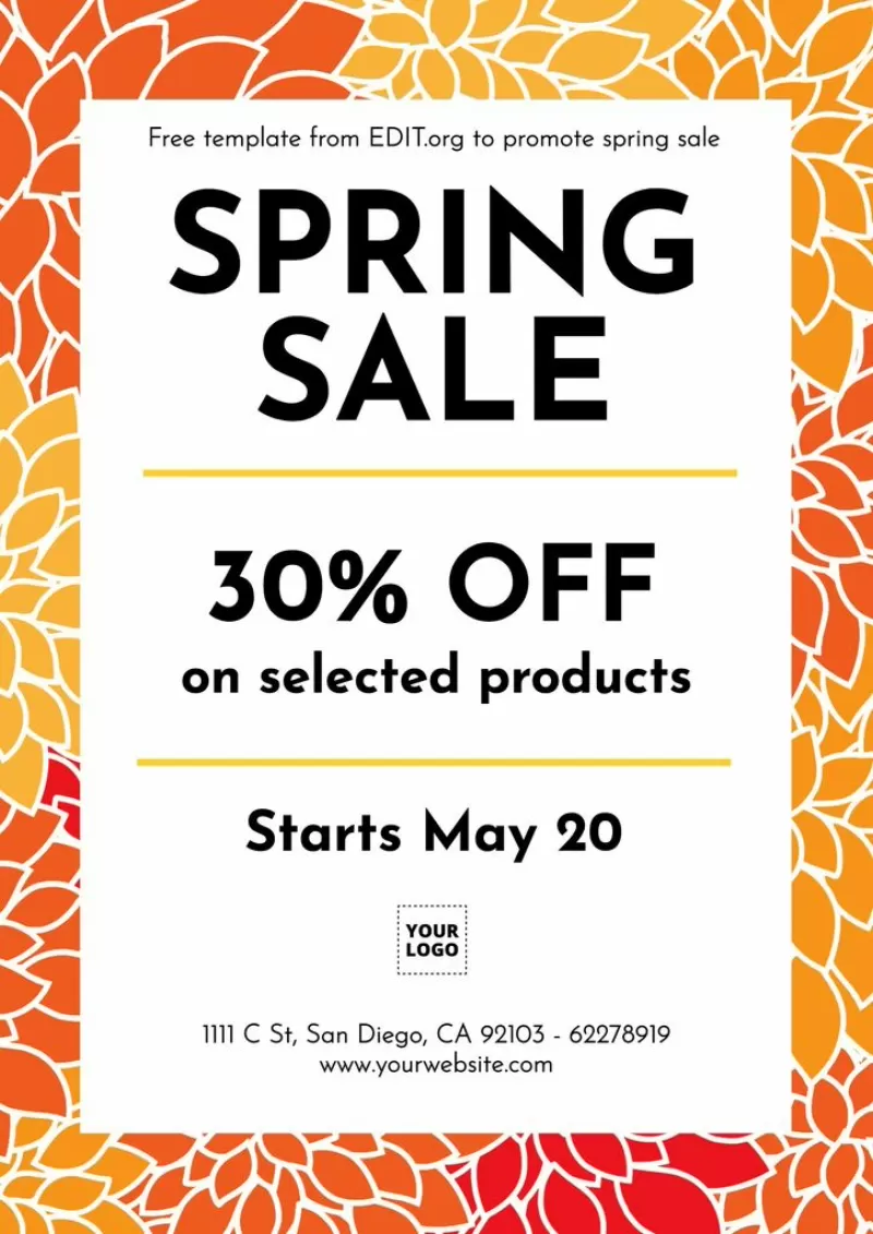 spring sale flyer template landscape
