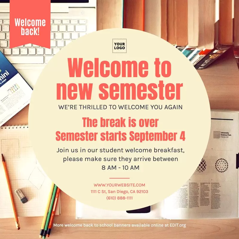 Editable welcome banner for new students