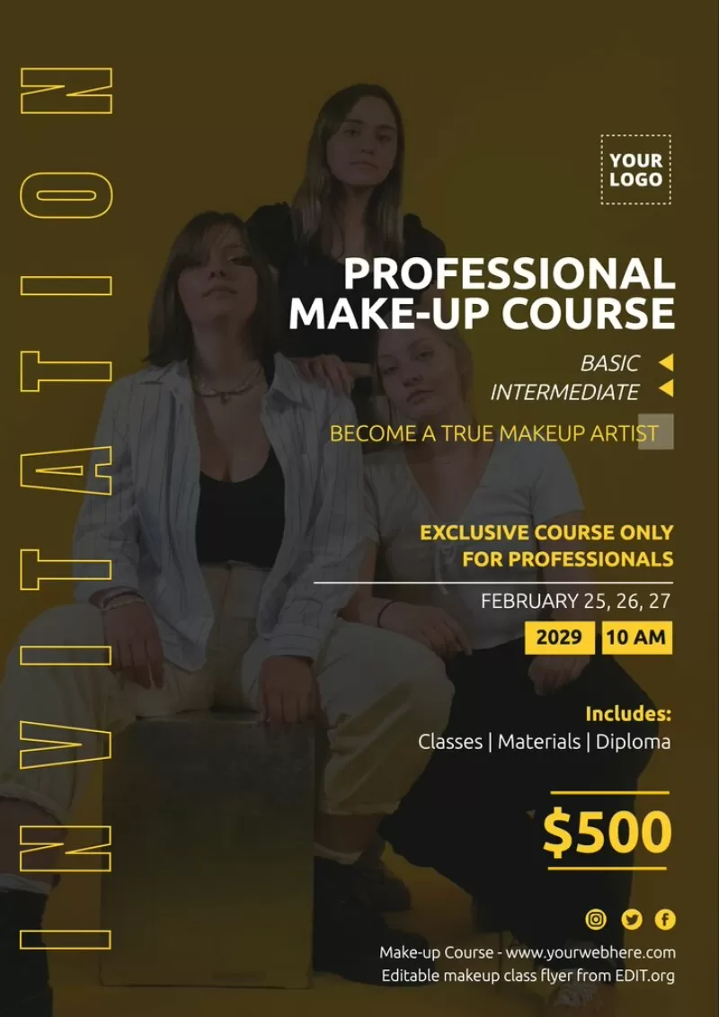 Free make up class flyer for professionals