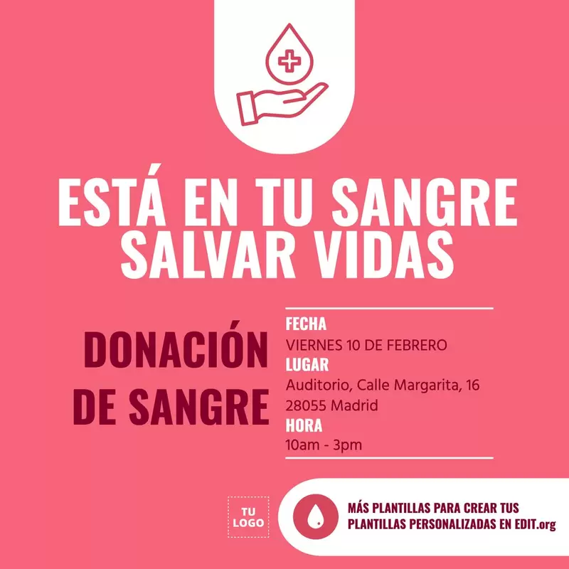 Plantilla de banner editable online gratis para promocionar una campaña de Donativo de Sangre