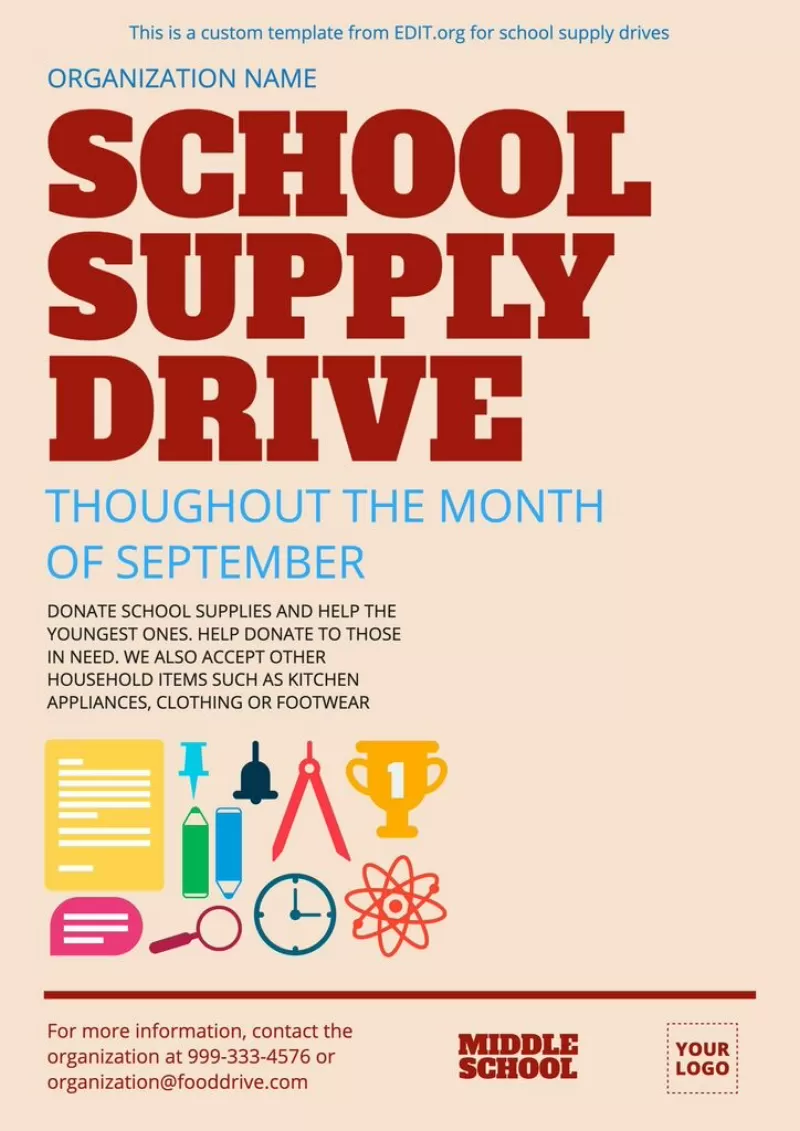 School supplies drive flyer template for free
