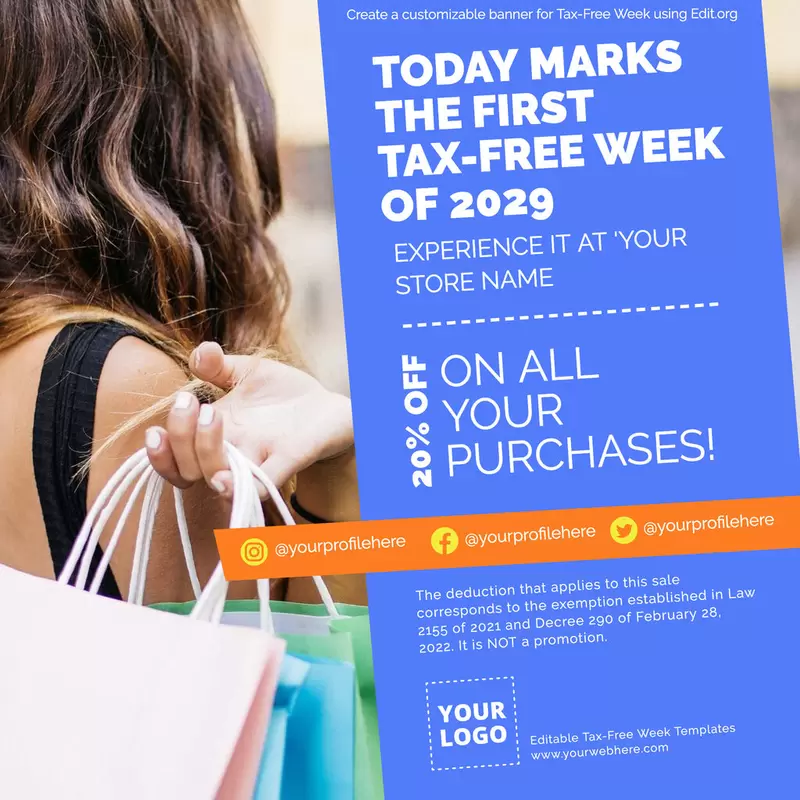 Editable banner for sales tax free weekend to customize online