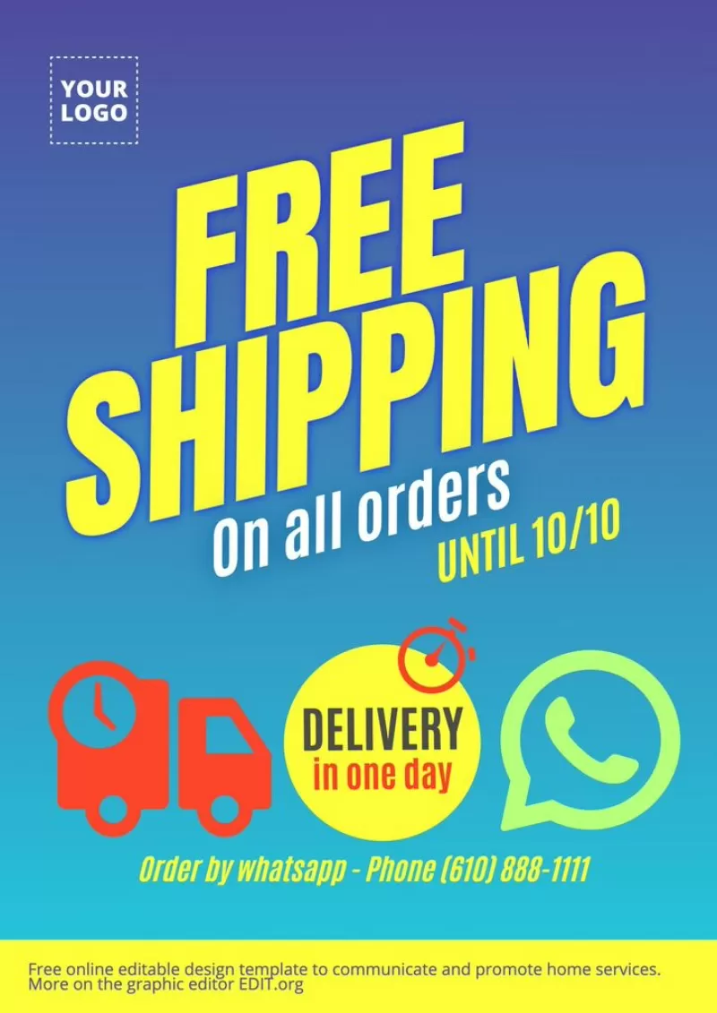 Free shipping poster to edit online on the graphic editor Edit.org