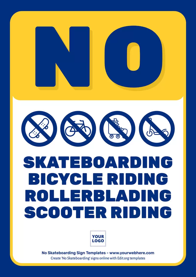 Editable no skating sign template for companies