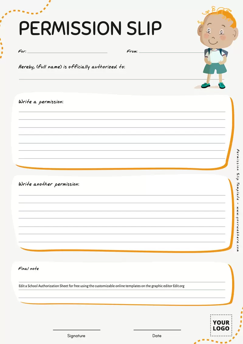 Custom youth group printable Permission Slip template