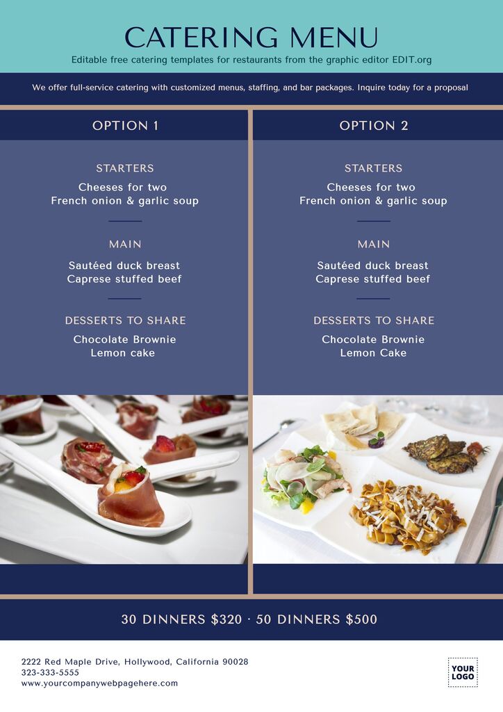 Online Event And Catering Menu Maker