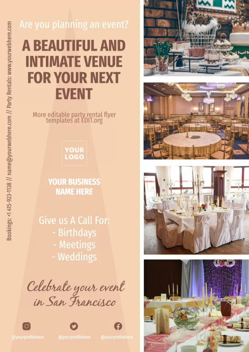 Free editable event rental poster templates