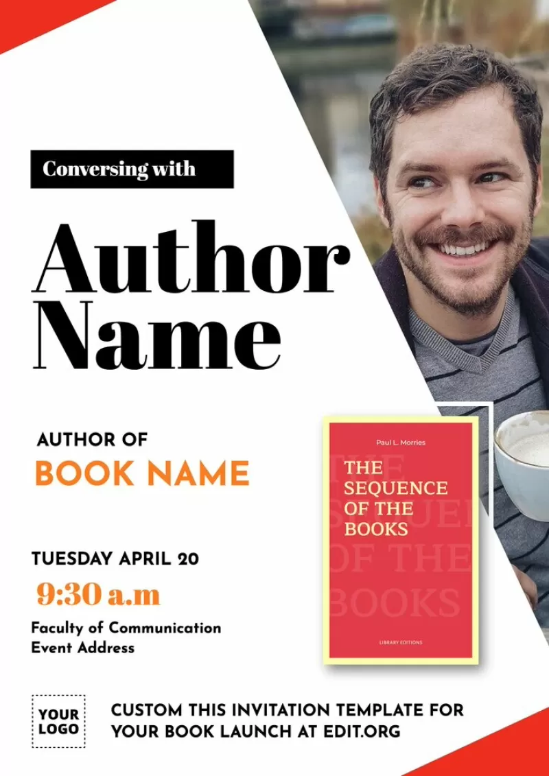 Book Launch Invitation banner template to custom online for free