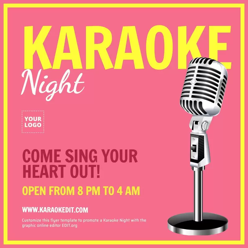 Plantilla para promocionar una noche de Karaoke