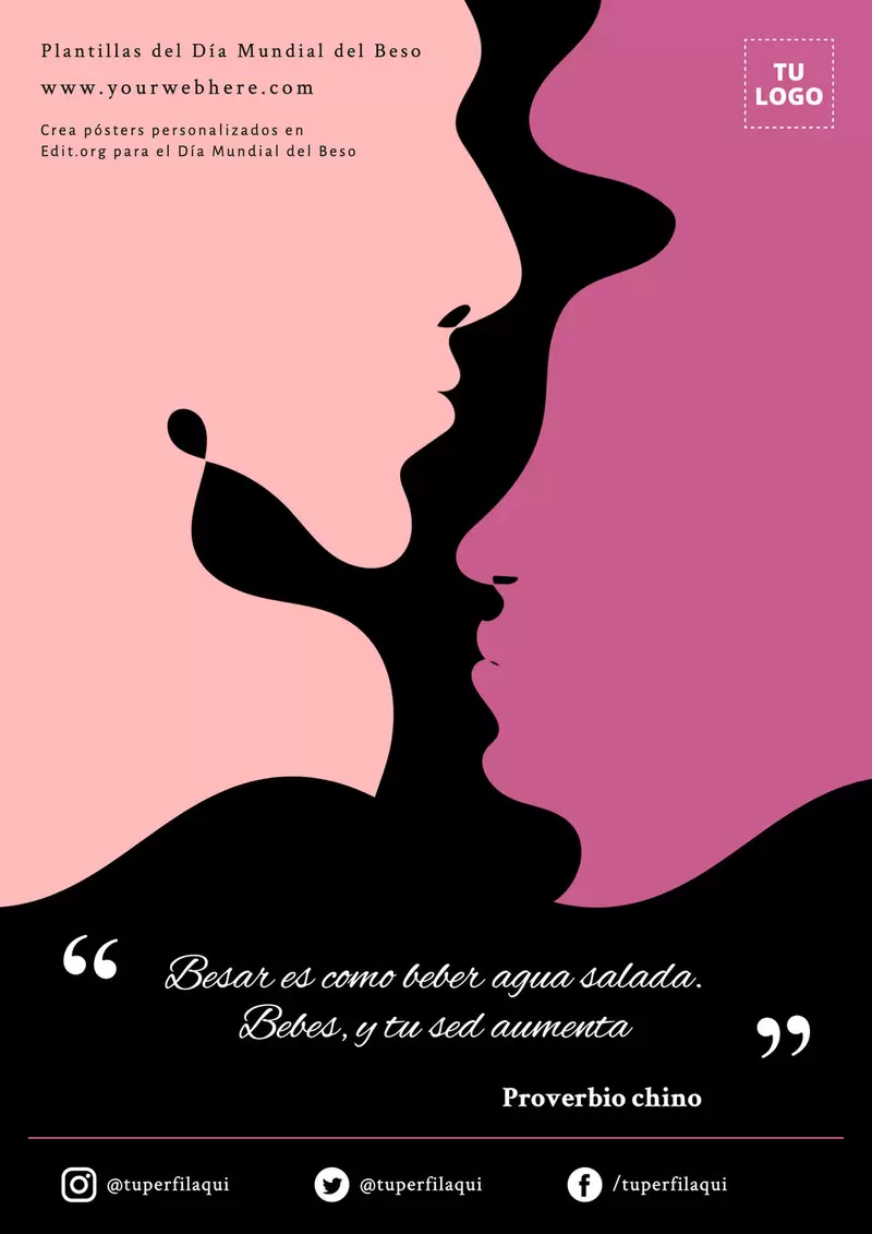 Póster para imprimir del Día Internacional del Beso 13 de abril