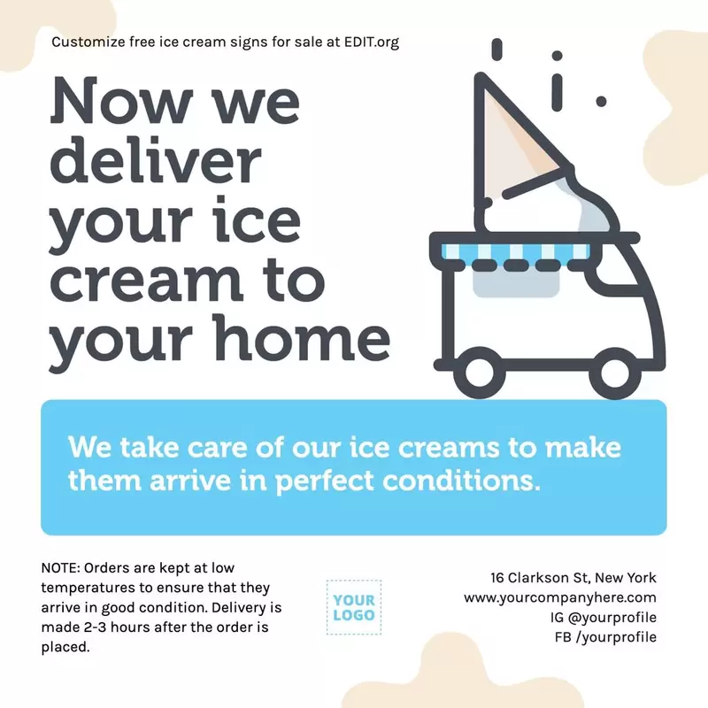 Ice cream truck poster to edit and print