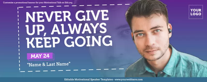 Customizable motivational speaker banner ad template