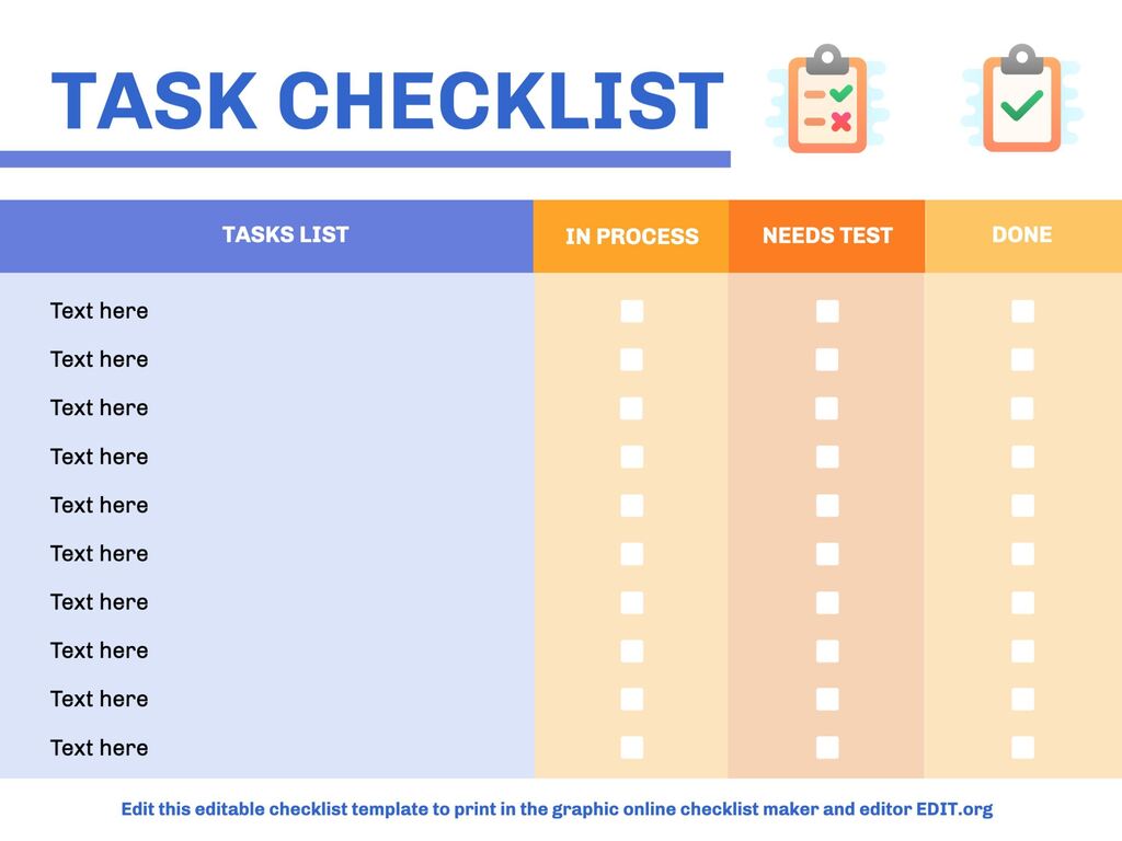 Online editable checklist templates With Regard To Blank Checklist Template Word