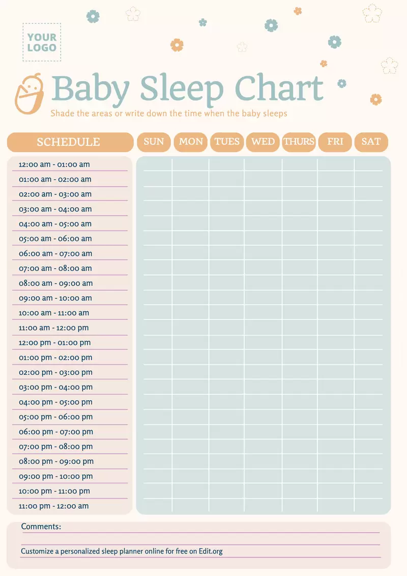 Free editable Baby Sleep Planner design to print