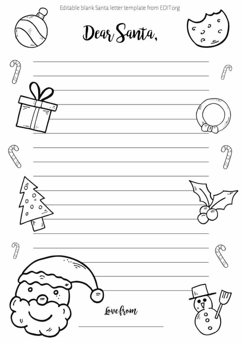 Free printable fill in blank letter from Santa template