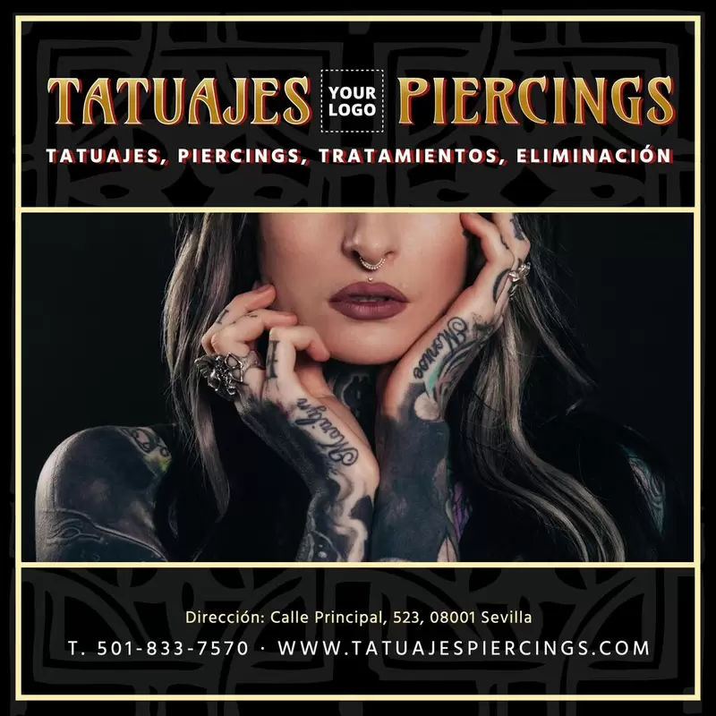 Plantilla editable para anunciar tatuajes y piercings