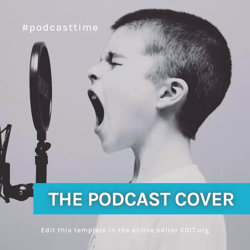 Modèle de couverture de podcast avec une image de fond