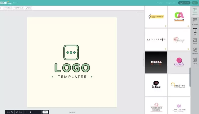 Éditeur en ligne pour la conception de logos d'entreprise
