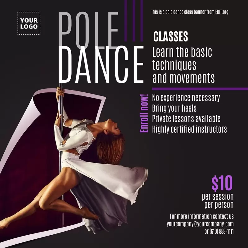 Banner della scuola di danza Pole Dance