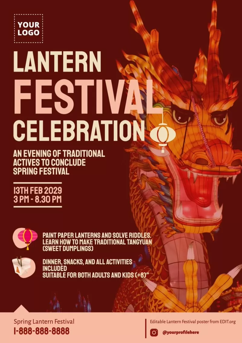 Customizable Lantern Festival editable flyer template