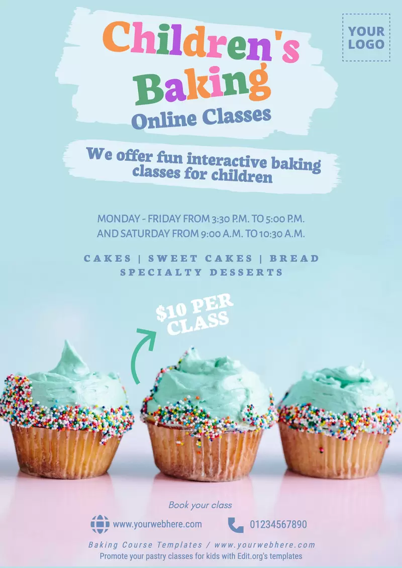 Editable posters for baking courses to edit online
