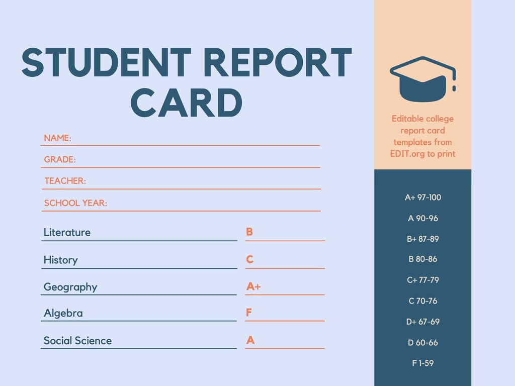 Customizable student report card templates Regarding Report Card Format Template