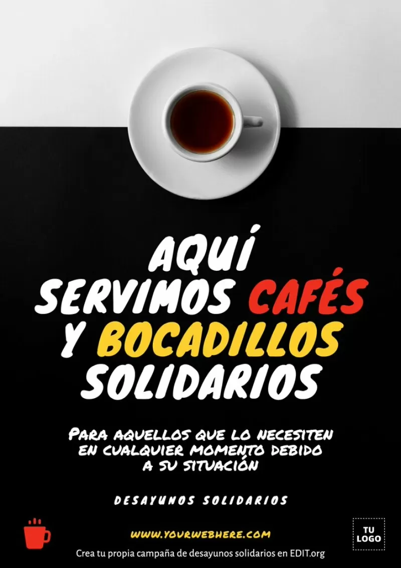 Cartel de aquí servimos café solidario gratis