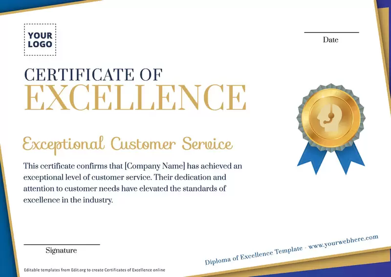 Free Excellent Customer Service Award template