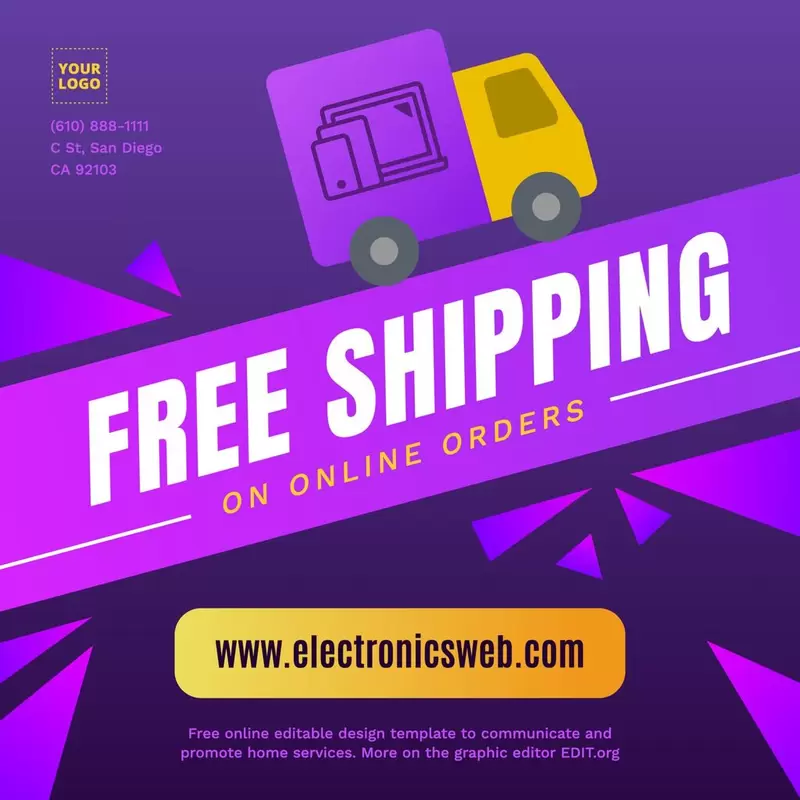 Free shipping ad service template editable online for free