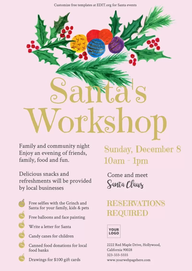 Custom Santa's Workshop editable poster