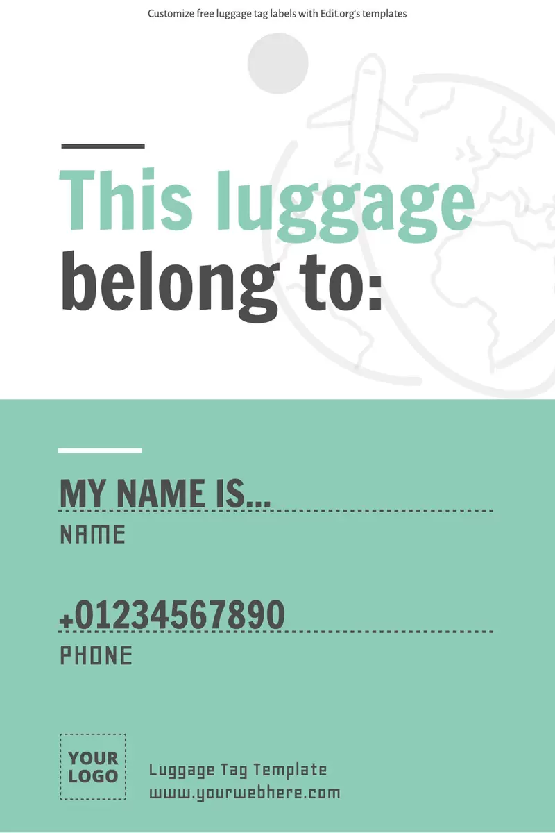 Customizable free luggage bag tag template printable
