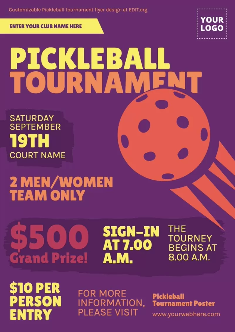 Free custom PIckleball competition design template