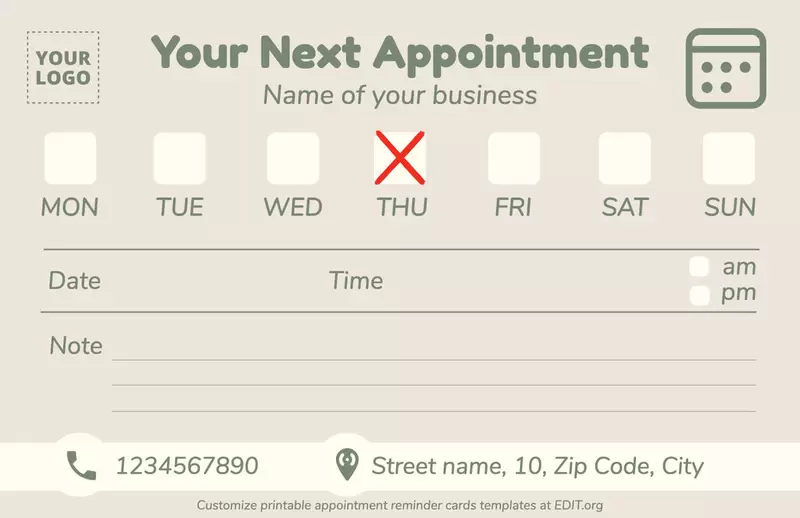 Free Printable Appointment Card Templates