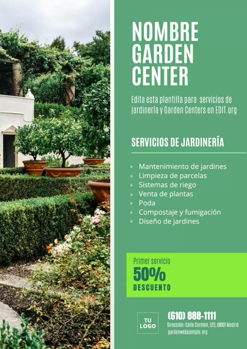 Diseño de plantilla de flyer para Garden Centers (centros de jardinería) para editar online e imprimir
