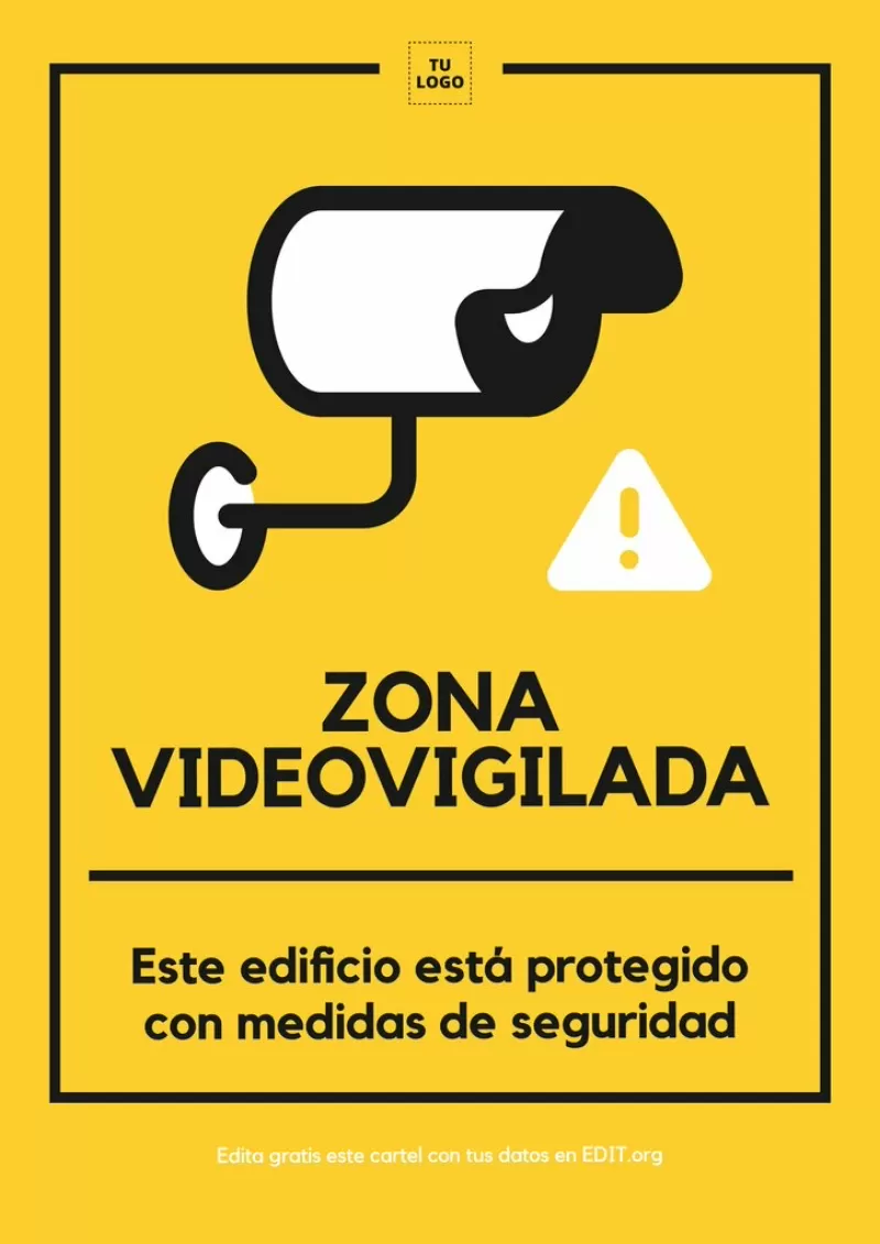 Cartel editable para anunciar que una zona está siendo vigilada por cámaras de seguridad