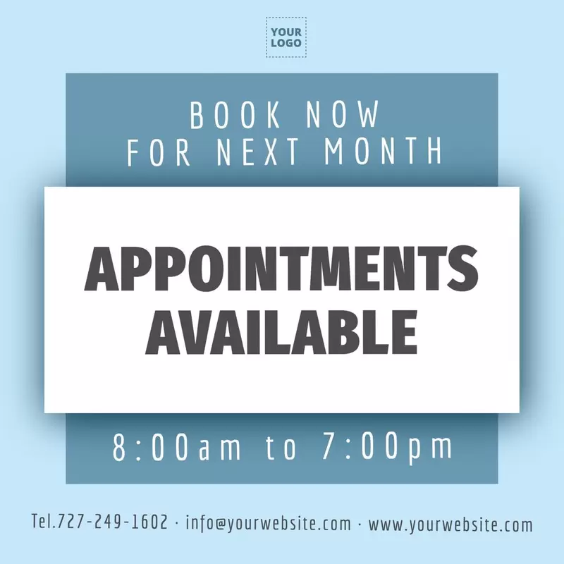 Book now appointments available editable template
