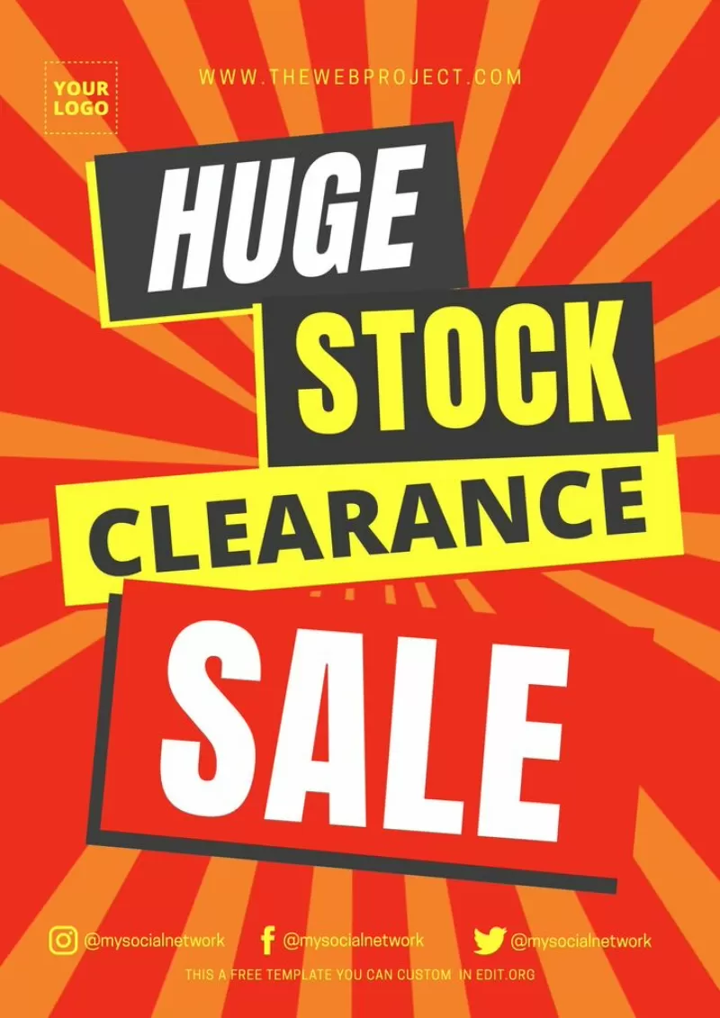 Stock clearance sale sign to edit for free