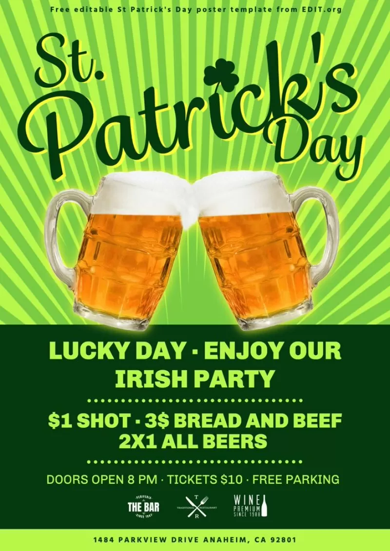 Free customizable st patrick's day flyer template