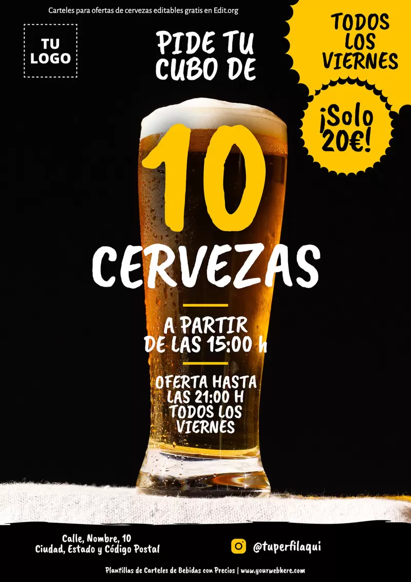 Plantillas de carteles de venta de bebidas alcoholicas para cubos de cerveza