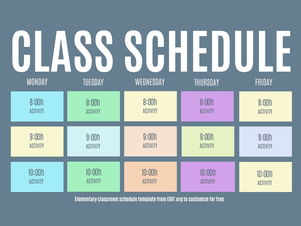 College Class Schedule Template Free GSA