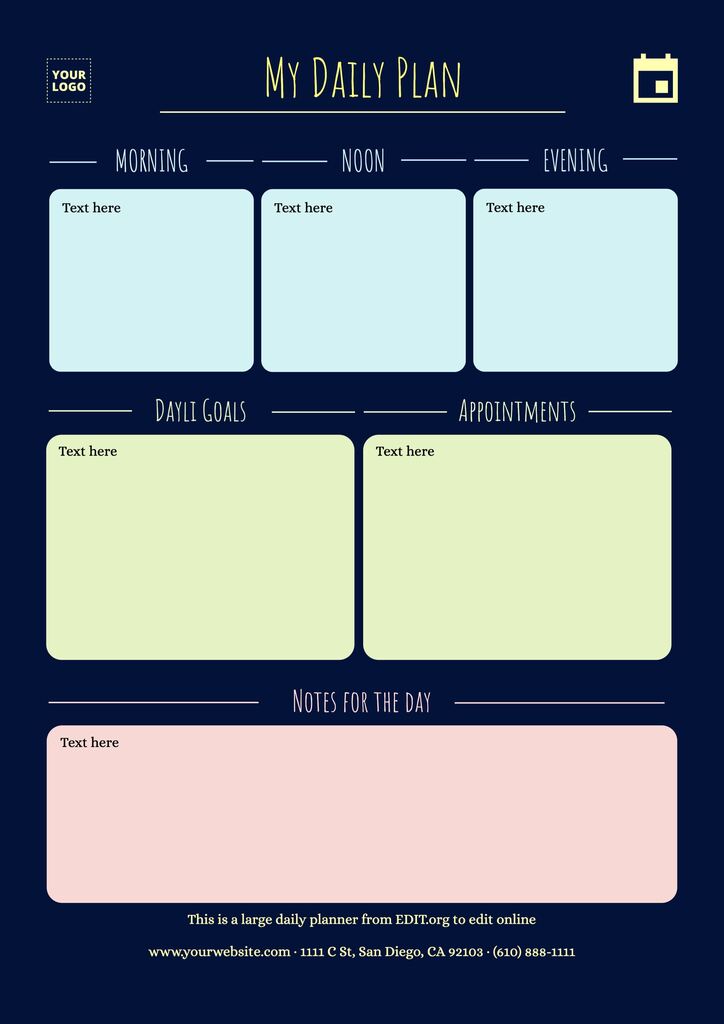 Daily planners to customize online