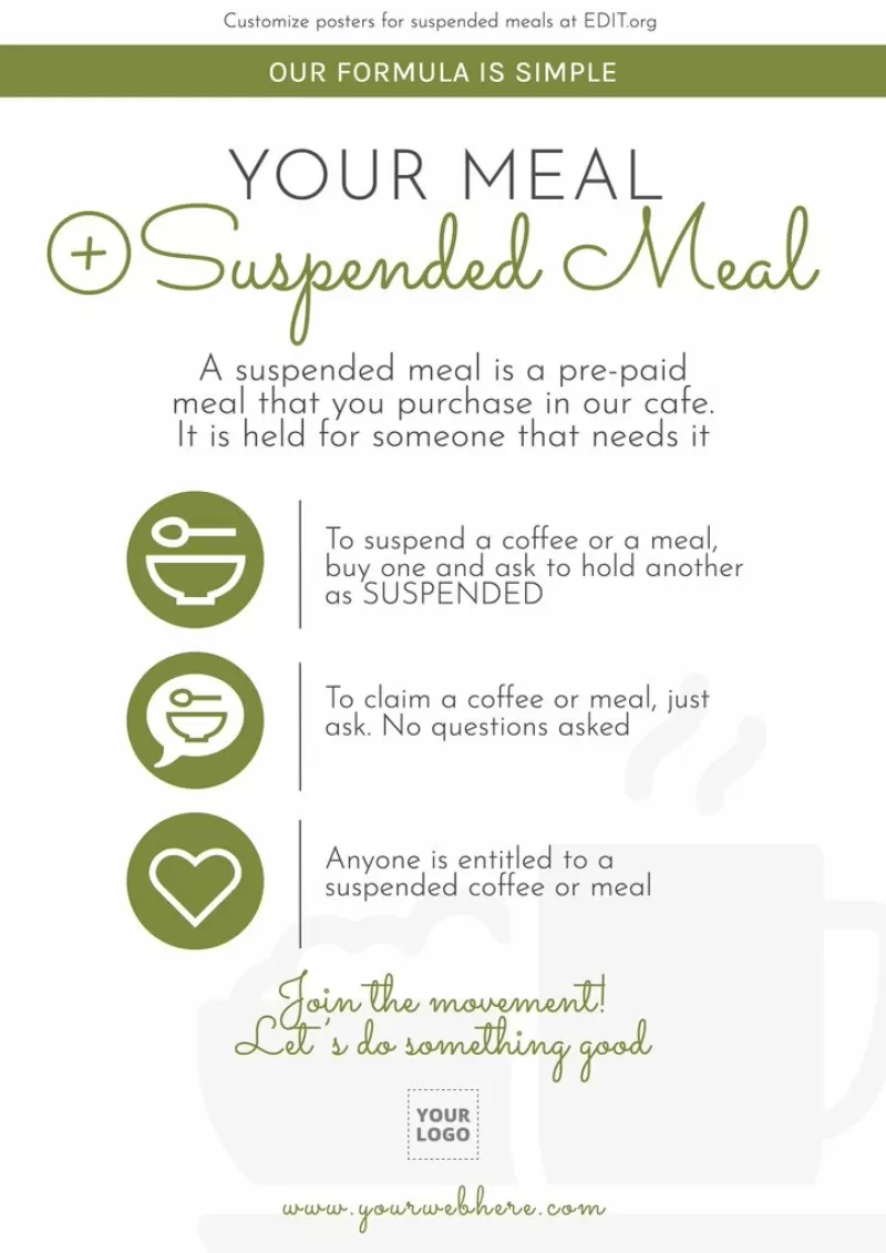 Customizable poster for cafe suspended meals