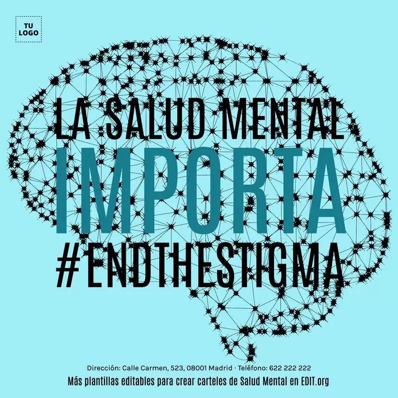 Cartel editable de salud mental para imprimir o publicar como banner online