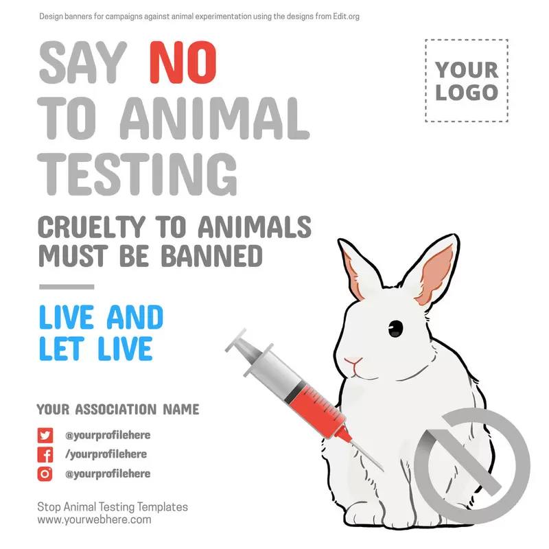 Printable no animal testing banner template to customize