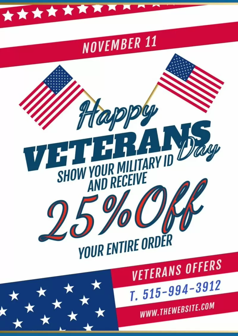 Happy Veterans Day template with clipart to post