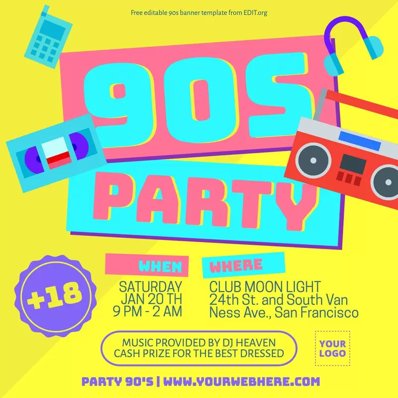 90s house party flyer template