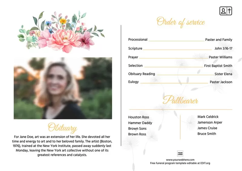 Customize a free funeral program template