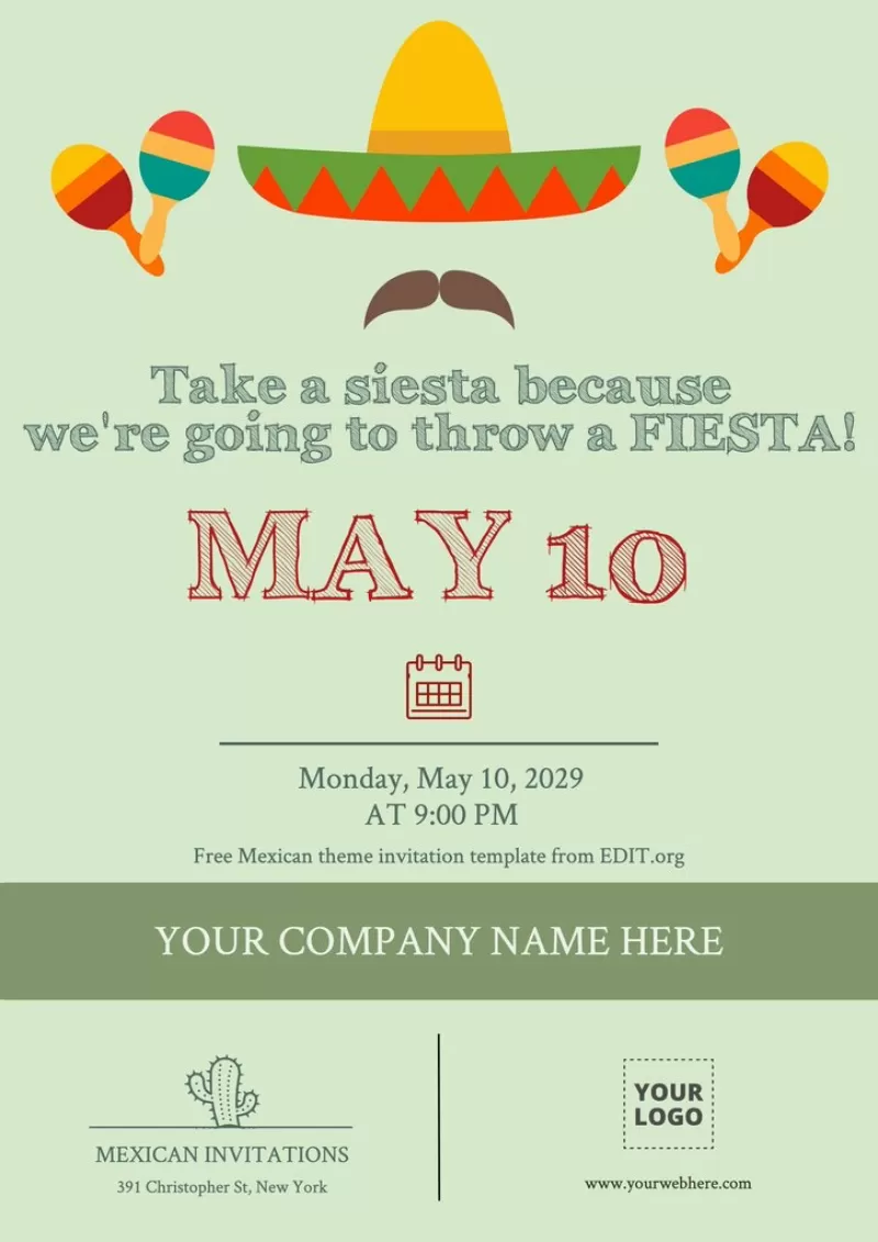 Customizable Mexican theme party invitation template